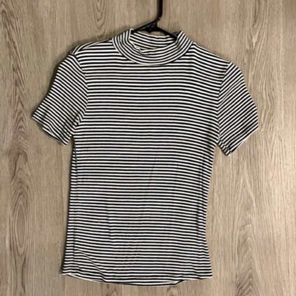 Striped, High-Neck T-shirt
